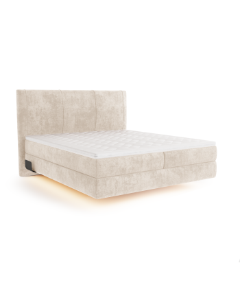 Ensemble de lit 160cm Boxspring avec led ELISA Velours tramé Livraison rapide