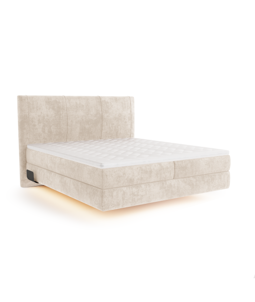 Ensemble de lit 160cm Boxspring avec led ELISA Velours tramé Livraison rapide