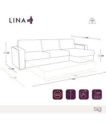 Canapé d'angle droit convertible express matelas 140cm LINA Velours sur le site 