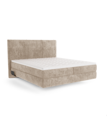 Ensemble de lit 160cm Boxspring avec led ELISA Velours tramé Livraison rapide