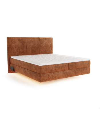 Ensemble de lit 160cm Boxspring avec led ELISA Velours tramé Livraison rapide