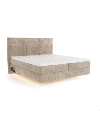 Ensemble de lit 160cm Boxspring avec led ELISA Velours tramé Livraison rapide