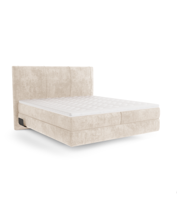 Ensemble de lit 180cm Boxspring avec led ELISA Velours tramé solde