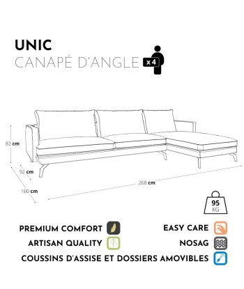 Canapé d'angle droit UNIC Velours votre