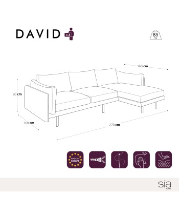 Canapé d'angle droit DAVID Tissu tramé les ligaments