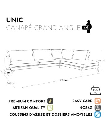 Canapé grand angle droit UNIC Velours JUSQU'A -70%! 