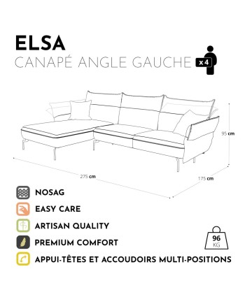 Canapé d'angle gauche ELSA Velours 50% de réduction en Octobre 2024