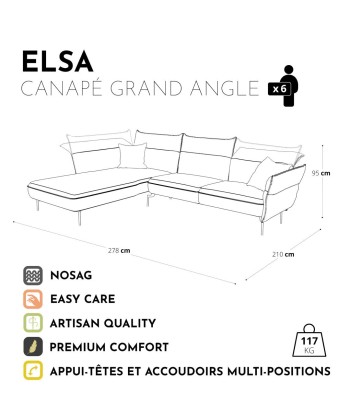 Canapé grand angle gauche ELSA Tissu tramé meilleur choix