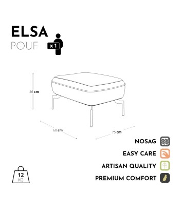 Pouf ELSA Tissu tramé le des métaux précieux