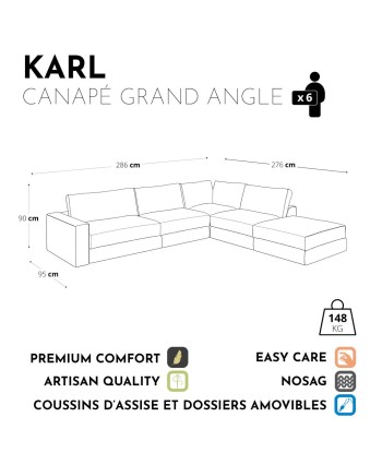 Canapé grand angle droit KARL Velours Le MVP de beaucoup