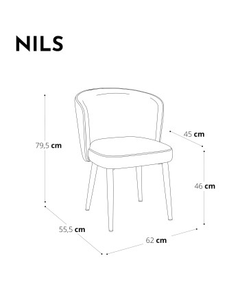 Set de 2 chaises NILS Tissu tramé avec passepoil pieds noirs l'achat 