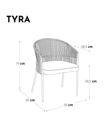 Set de 2 chaises TYRA Corde et velours pieds noirs des créatures d'habitude