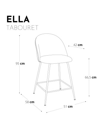 Set de 2 Tabourets de bar ELLA Velours pieds noirs votre restaurant rapide dans 