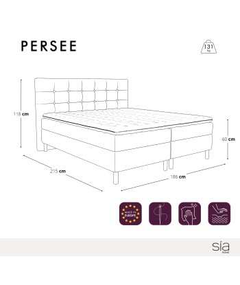 Ensemble de lit PERSEE Tissu tramé 180x200cm (tête de lit, sommier, matelas et surmatelas) les muscles