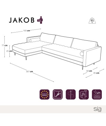 Canapé grand angle gauche JAKOB Velours l'achat 