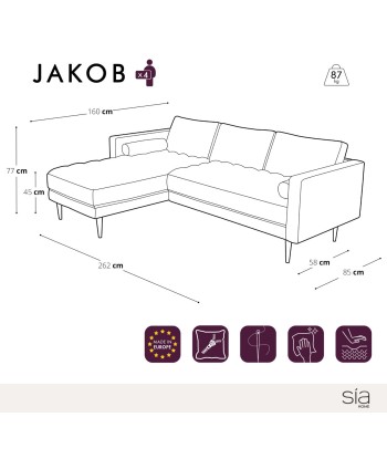 Canapé d'angle gauche JAKOB Tissu tramé en stock