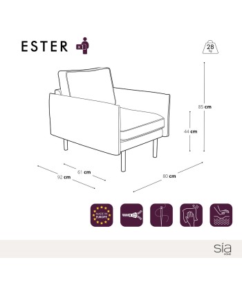 Fauteuil ESTER Tissu tramé et passepoil velours Pour