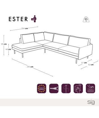 Canapé grand angle gauche ESTER Tissu tramé et passepoil velours Fin de série