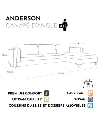 Canapé d'angle droit ANDERSON Vintage vieilli de France