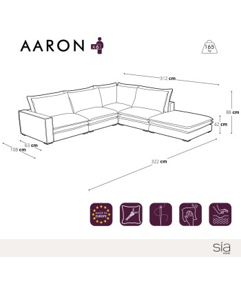 Canapé grand angle droit AARON Velours les ctes