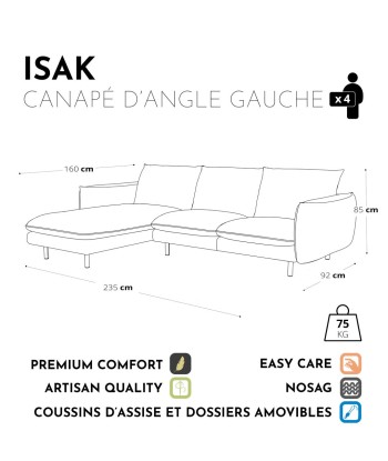 Canapé d'angle gauche ISAK Velours 2023