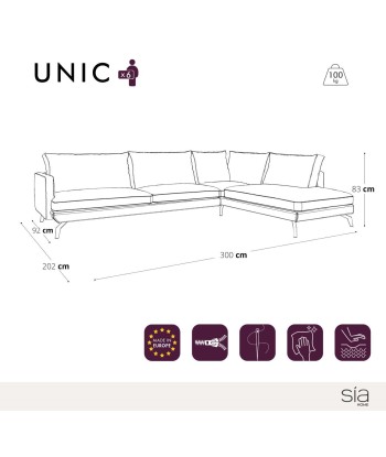 Canapé grand angle droit UNIC Velours en stock