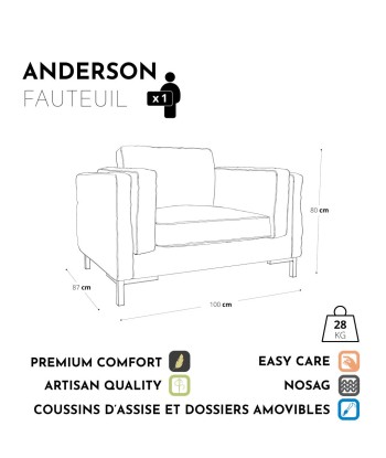 Grand fauteuil ANDERSON Velours Venez acheter