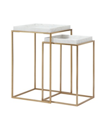 Table d'appoint TEA Marbre pieds dorés 2024