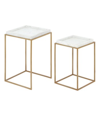 Table d'appoint TEA Marbre pieds dorés 2024