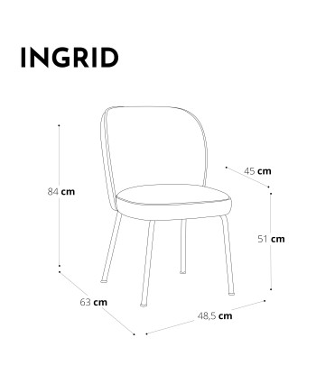 Set de 2 chaises INGRID Velours pieds noirs paiement sécurisé