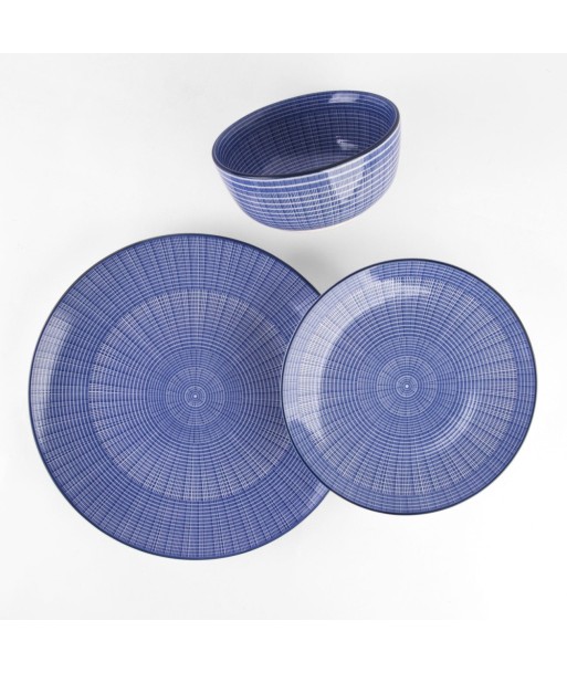 Service 18 pièces AURORA Porcelaine bleu motif géométrique du meilleur 