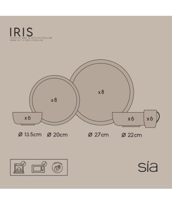 Service 34 pièces IRIS Porcelaine blanche plus qu'un jeu 