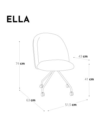 Chaise de bureau ELLA Velours de technologie