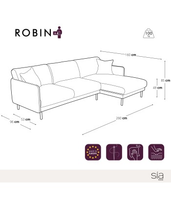 Canapé d'angle droit ROBIN Tissu tramé français