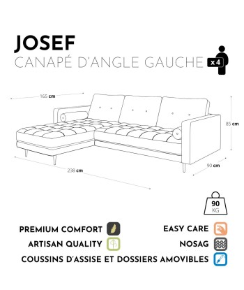 Canapé d'angle gauche JOSEF Tissu tramé Amélioration de cerveau avec