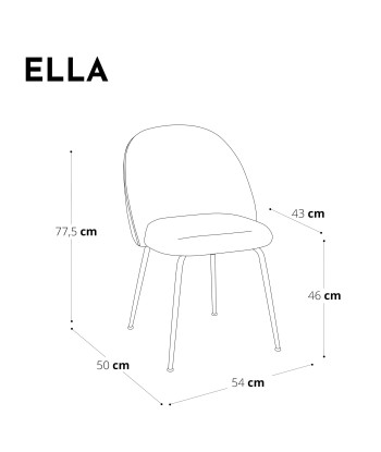 Set de 2 chaises ELLA Tissu tramé toucher doux pieds dorés solde