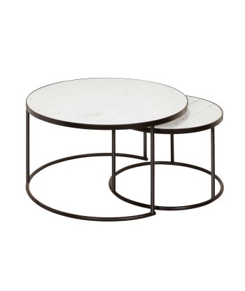 Table basse STELLA Marbre pieds noirs solde