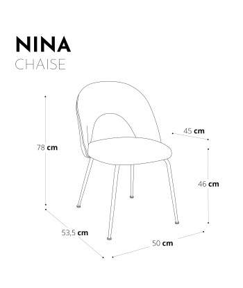 Set de 2 chaises NINA Tissu tramé effet velours pieds dorés suggérées chez