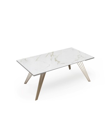 Table extensible Anaé Céramique et verre trempé pieds dorés 160x90x76cm meilleur choix