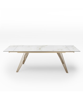 Table extensible Anaé Céramique et verre trempé pieds dorés 160x90x76cm meilleur choix