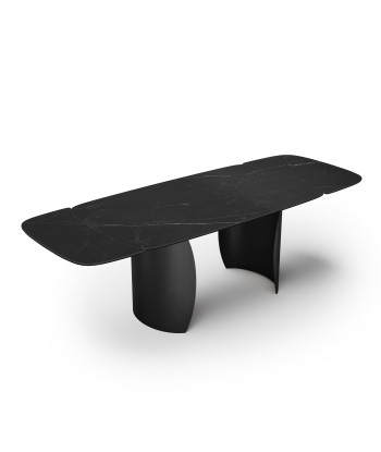 Table extensible Camélia Céramique et verre trempé pieds noirs 160x90x76cm l'achat 