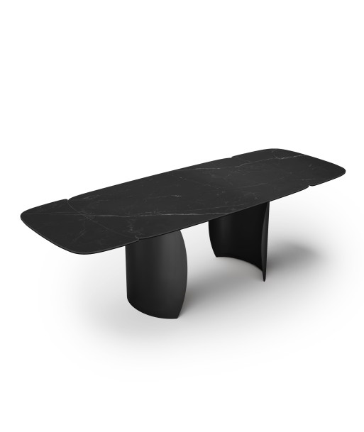 Table extensible Camélia Céramique et verre trempé pieds noirs 160x90x76cm l'achat 