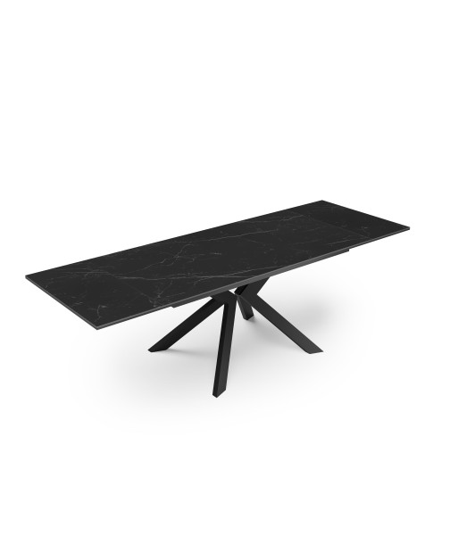 Table extensible Cassia Céramique et verre trempé pieds noirs 160x90x76cm Amélioration de cerveau avec