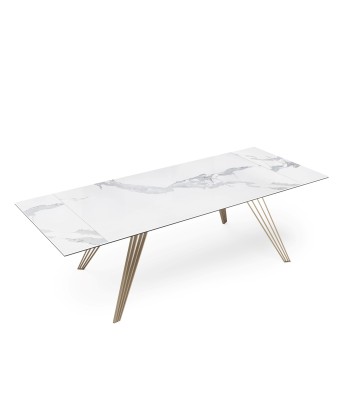 Table extensible Anaé Céramique et verre trempé pieds dorés 160x90x76cm meilleur choix