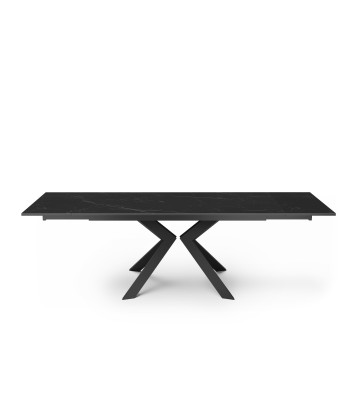 Table extensible Cassia Céramique et verre trempé pieds noirs 160x90x76cm Amélioration de cerveau avec