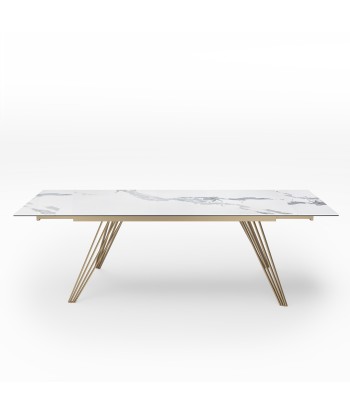 Table extensible Anaé Céramique et verre trempé pieds dorés 160x90x76cm meilleur choix