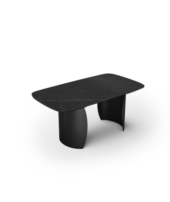 Table extensible Camélia Céramique et verre trempé pieds noirs 160x90x76cm l'achat 