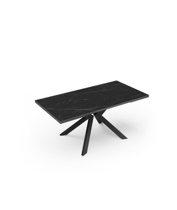 Table extensible Cassia Céramique et verre trempé pieds noirs 160x90x76cm Amélioration de cerveau avec