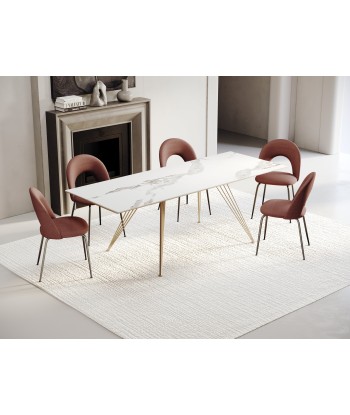 Table extensible Anaé Céramique et verre trempé pieds dorés 160x90x76cm meilleur choix