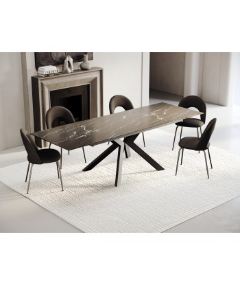 Table extensible Cassia Céramique et verre trempé pieds noirs 160x90x76cm Amélioration de cerveau avec